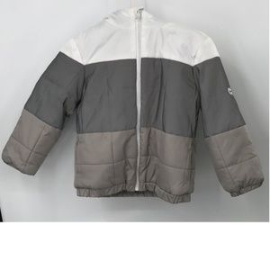 Monnalisa baby gray white hood fleece lined jacket sz 36m